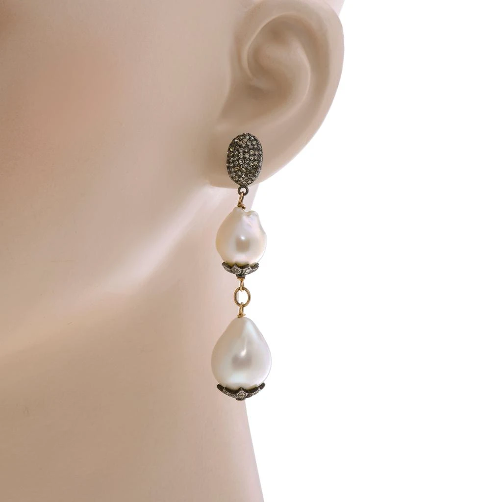 商品Zydo|Zydo Sterling Silver Diamond 9.30ct. tw. and Pearl 12mm - 15mm Drop Earrings,价格¥20927,第2张图片详细描述