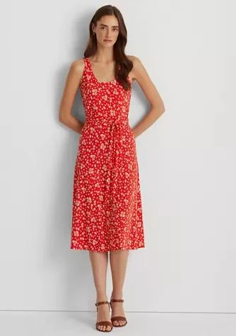 商品Ralph Lauren|Ralph Lauren Floral Tie Front Jersey Dress,价格¥282,第1张图片