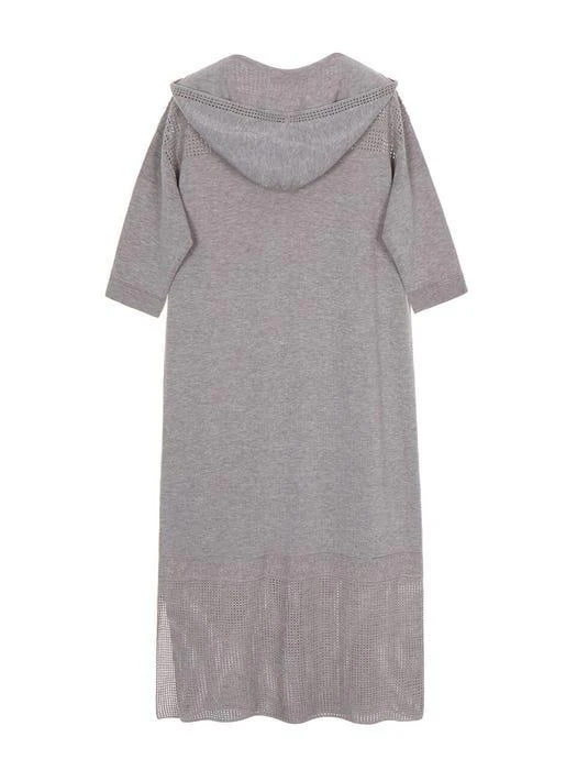 商品JOY GRYSON|V-neck Hoodie Knit Dress (Cocoa),价格¥3045,第3张图片详细描述