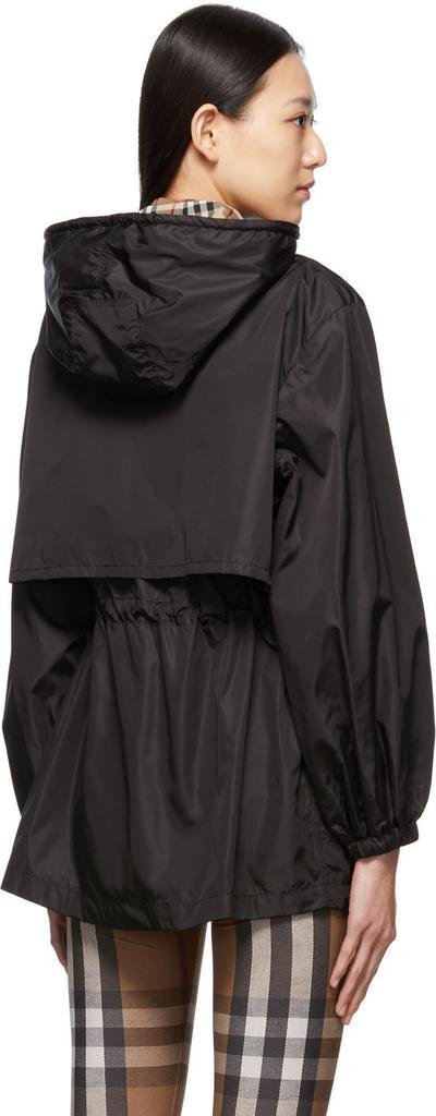 商品Burberry|Black Nylon Check Hood Binham Jacket,价格¥9350,第5张图片详细描述