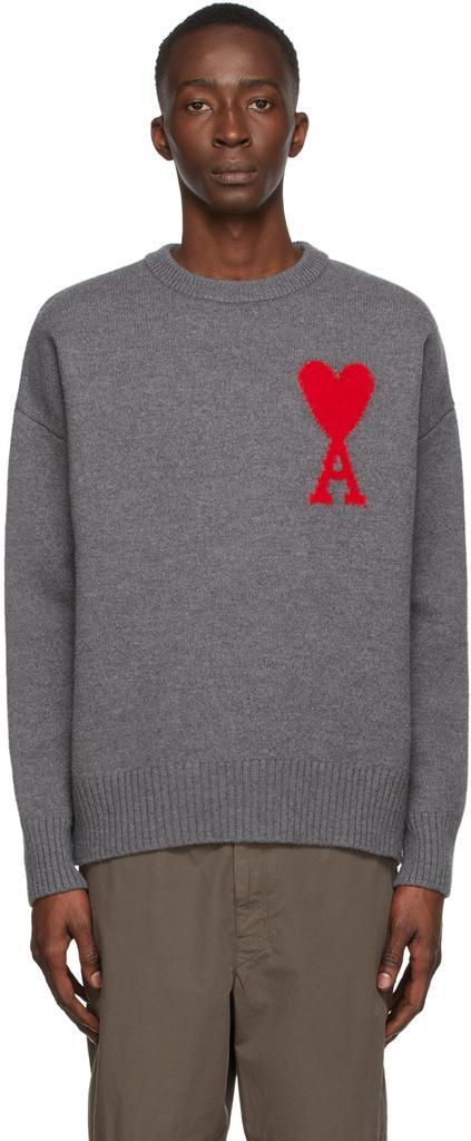 商品AMI|Grey Ami de Cœur Sweater,价格¥3225,第1张图片