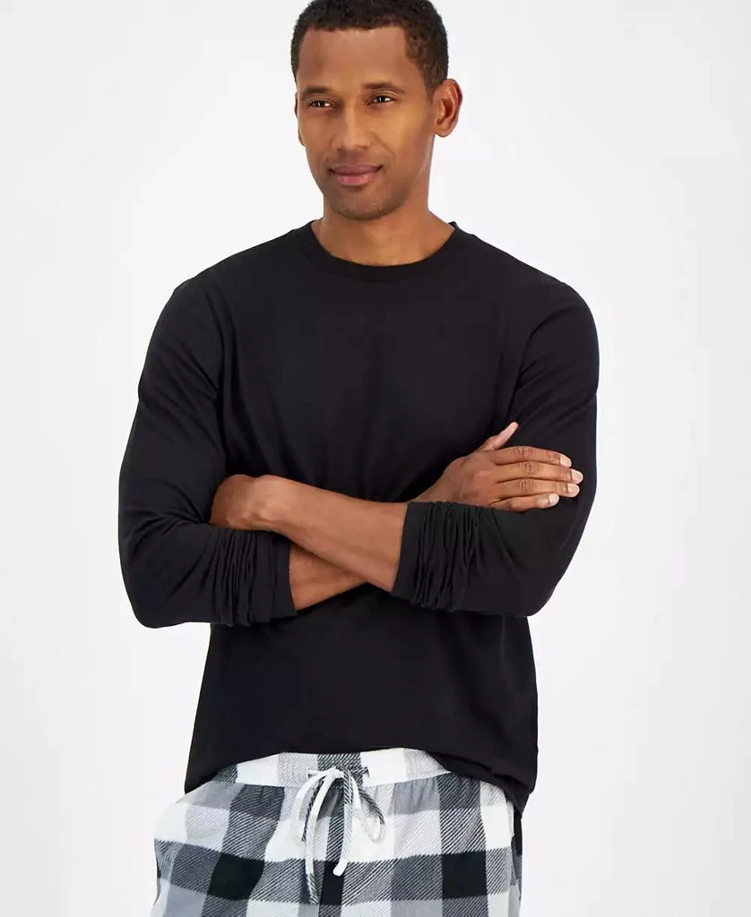 商品Club Room|Men's Fleece Long-Sleeve T-Shirt & Plaid Pajama Pant Set, Created for Macy's,价格¥150,第4张图片详细描述