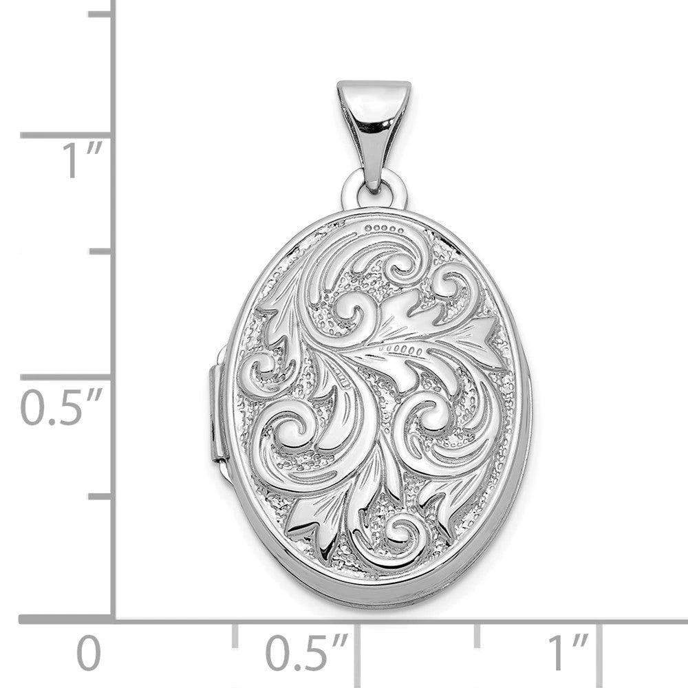 商品Diamond2Deal|10k White Gold Polished Reversible Love You Always Oval Locket Pendant,价格¥2312,第3张图片详细描述