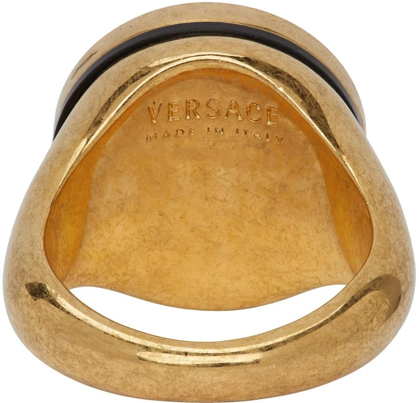 商品Versace|Gold & Black Resin Medusa Ring,价格¥2011,第2张图片详细描述