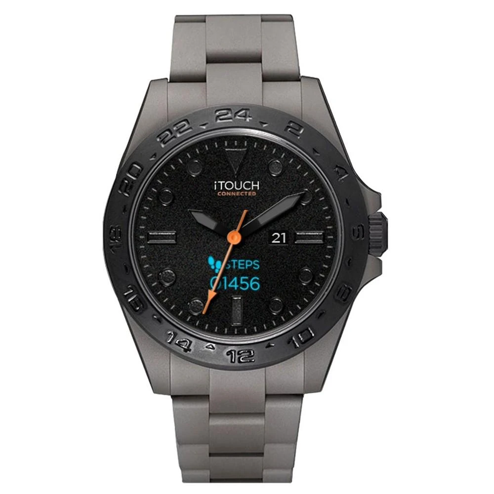 商品iTouch|Connected Men's Hybrid Smartwatch Fitness Tracker: Gray Case with Gray Acrylic Strap 42mm,价格¥966,第1张图片