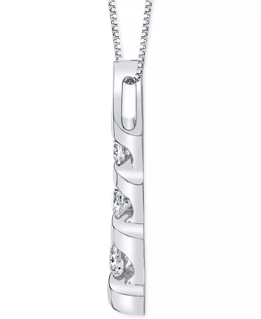 商品Macy's|Diamond Three Stone 18" Pendant Necklace (1 ct. t.w.) in 14k White Gold,价格¥34830,第2张图片详细描述