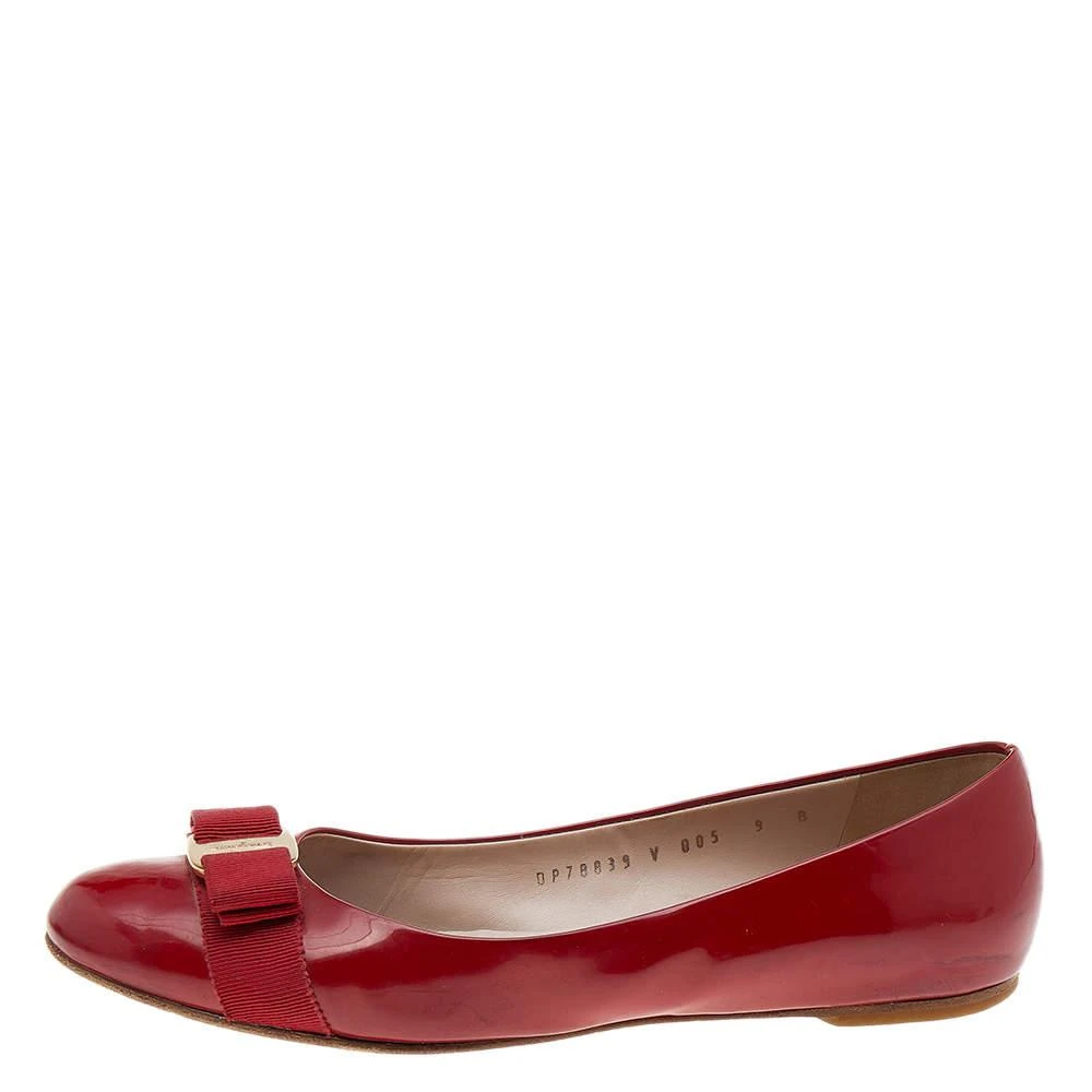 商品[二手商品] Salvatore Ferragamo|Salvatore Ferragamo Red Patent Leather Vara Bow Ballet Flats Size 39.5,价格¥1040,第2张图片详细描述