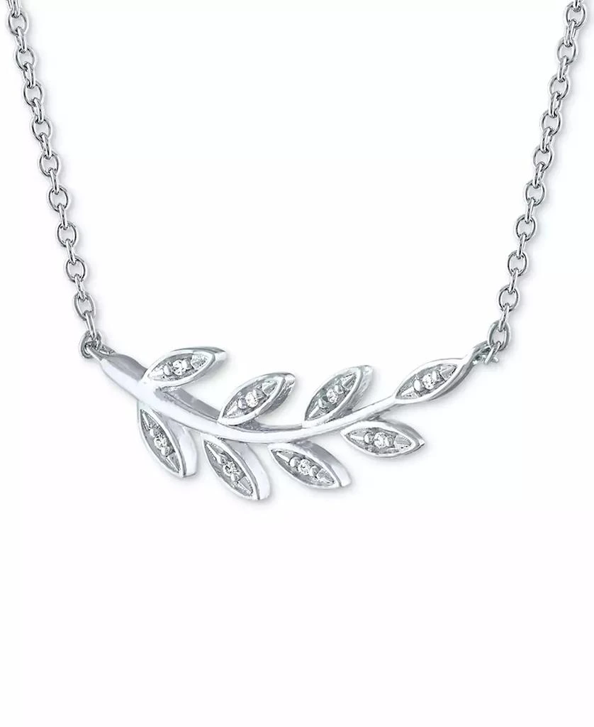 商品Macy's|Diamond Accent Olive Branch Pendant Necklace in Sterling Silver, 16" + 2" extender,价格¥735,第3张图片详细描述