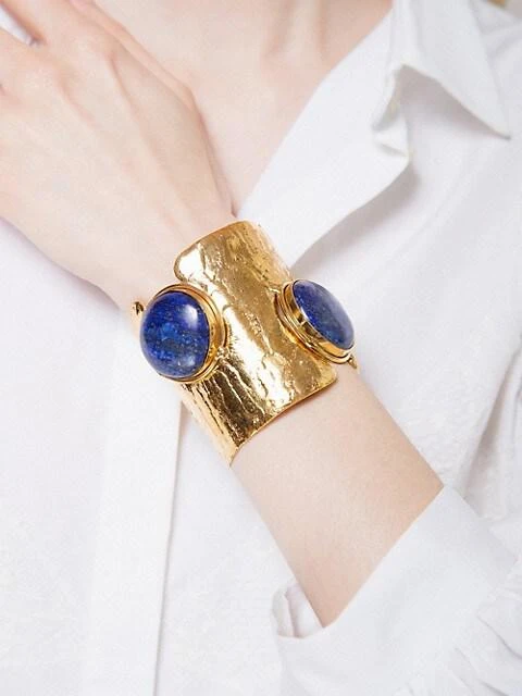 商品Sylvia Toledano|Ajourée II 22K Goldplated Lapis Wide Cuff Bracelet,价格¥3223,第2张图片详细描述