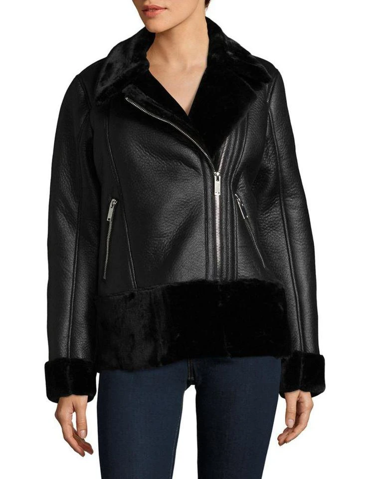 商品Miss Selfridge|Faux Shearling Biker Jacket,价格¥545,第1张图片