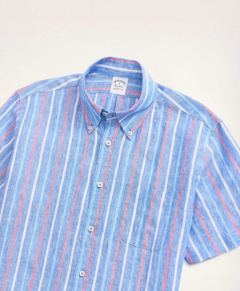 商品Brooks Brothers|Regent Regular-Fit Short-Sleeve Stripe Linen Sport Shirt,价格¥319,第2张图片详细描述