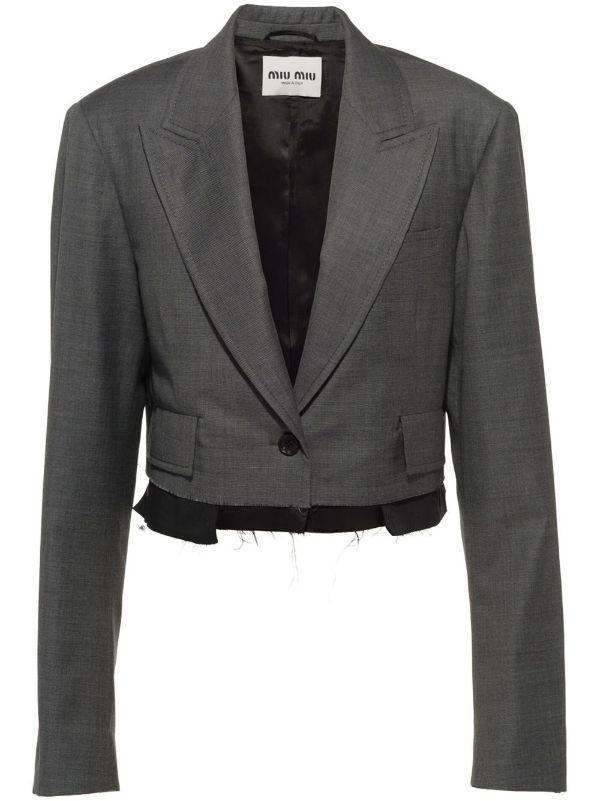 商品Miu Miu|MIU MIU giacca grisaglia ardesia,价格¥19121,第1张图片