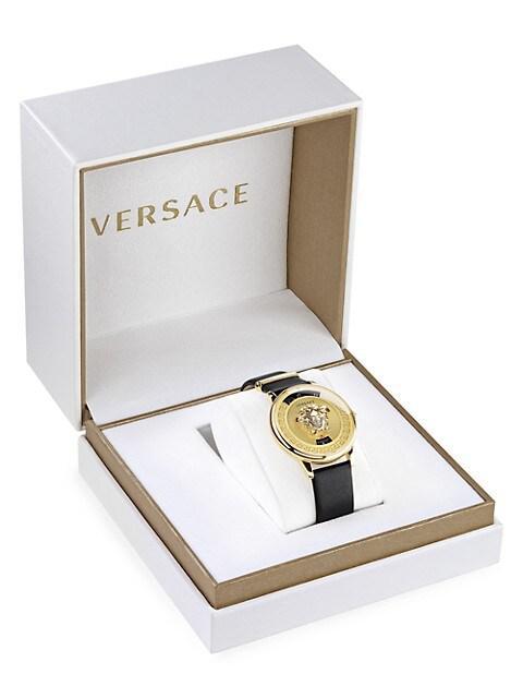 商品Versace|Medusa Icon IP Yellow Gold Leather Strap Watch,价格¥10769,第6张图片详细描述