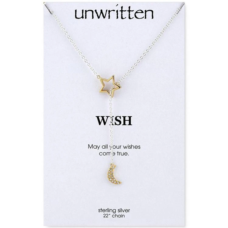 商品Unwritten|Two-Tone Crystal Pavé Star & Moon Lariat Necklace,价格¥166,第2张图片详细描述