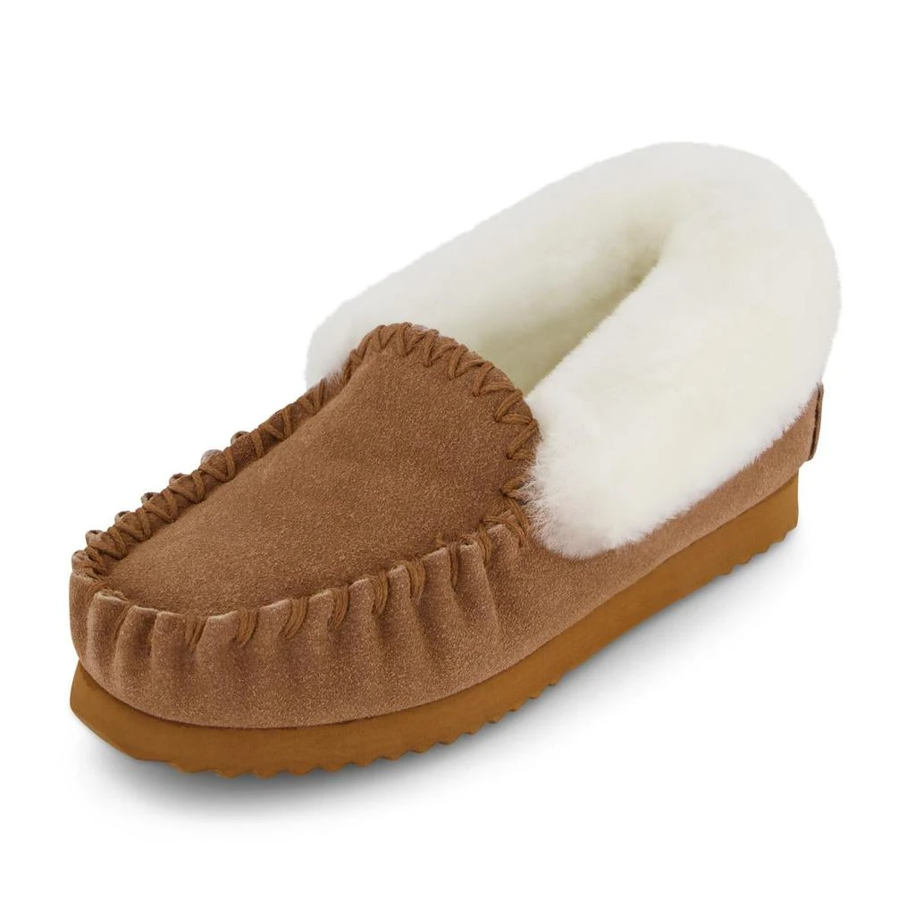 商品Emu Ridge|EMU Ridge Molly Suede Shearling Wool Lined Womens Moccasin Slippers,价格¥78,第1张图片