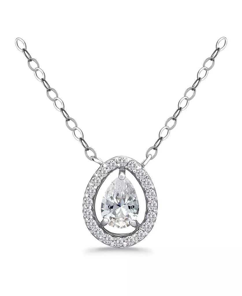 商品Giani Bernini|Cubic Zirconia Pear Halo Pendant Necklace in 18k Gold-Plated Sterling Silver, 16" + 2", Created for Macy's,价格¥483,第1张图片