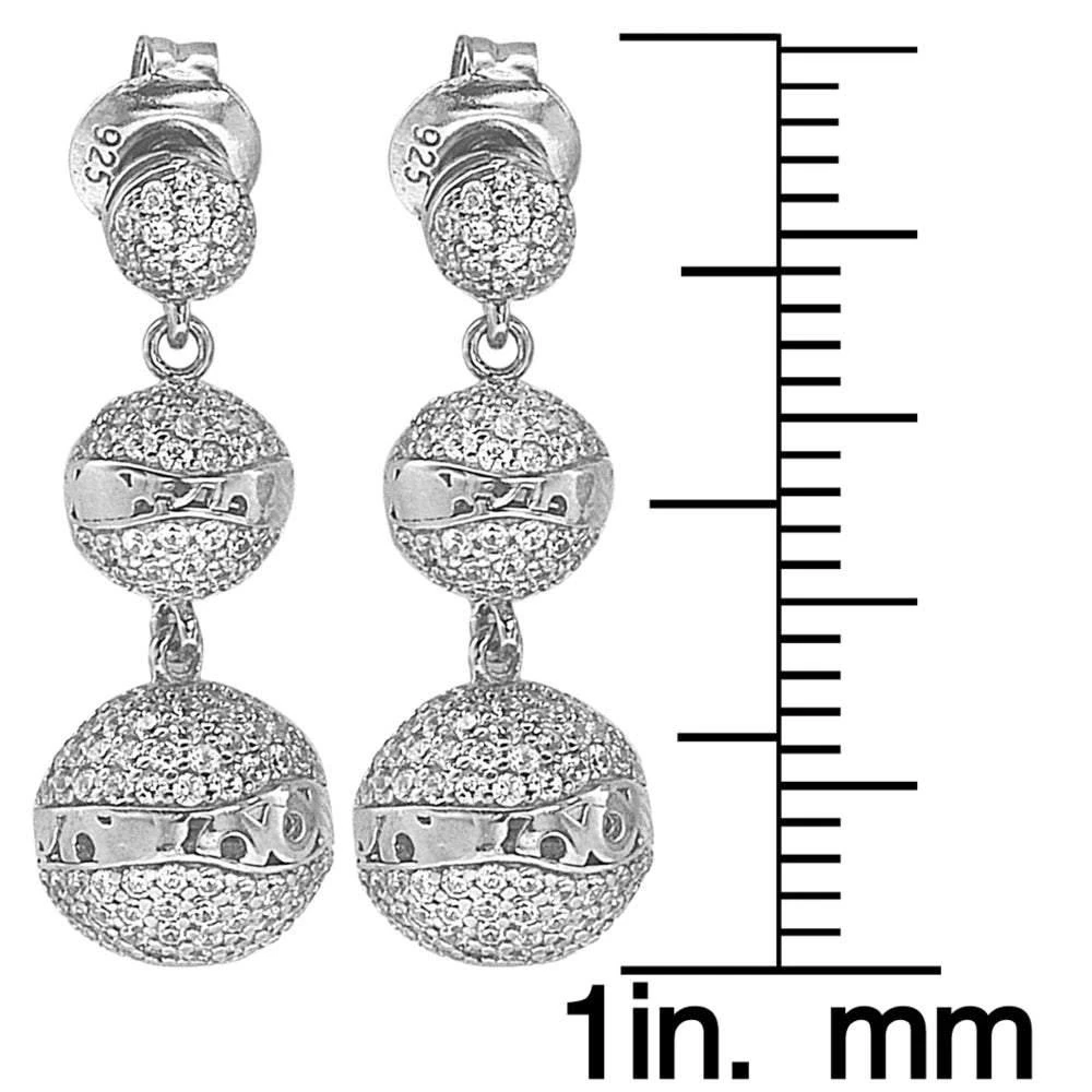 商品Suzy Levian|Suzy Levian Sterling Silver Cubic Zirconia Ball Drop Earrings,价格¥530,第2张图片详细描述