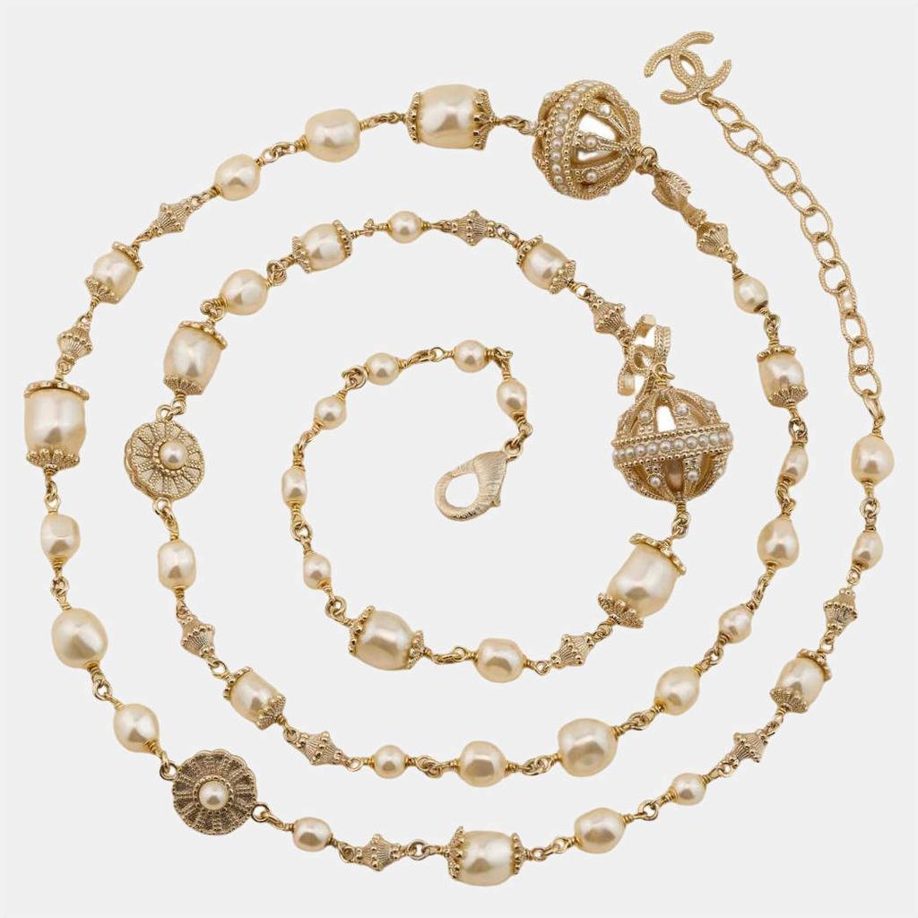 商品[二手商品] Chanel|Chanel CC Logo Paris in Rome Pearl Long Necklace,价格¥20435,第1张图片