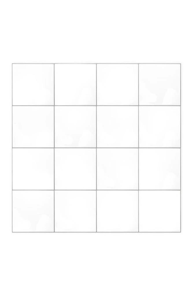 商品WALPLUS|Spanish Retro White Square Glossy 3D Tile Stickers 16-Piece Set,价格¥241,第1张图片