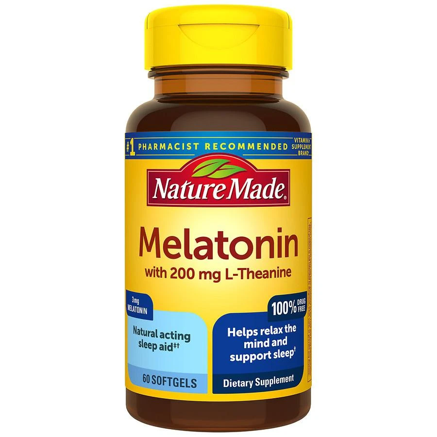 商品Nature Made|Melatonin 3 mg with L-Theanine 200 mg Softgels,价格¥119,第1张图片