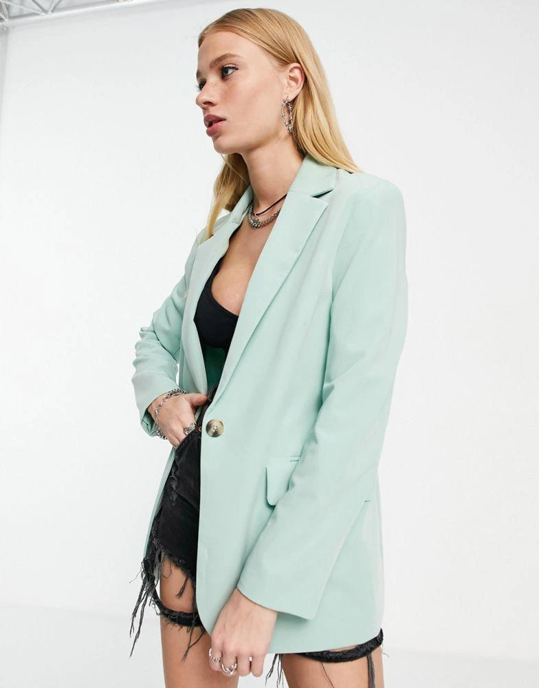 商品Bershka|Bershka core oversized blazer co-ord in sage,价格¥171,第1张图片