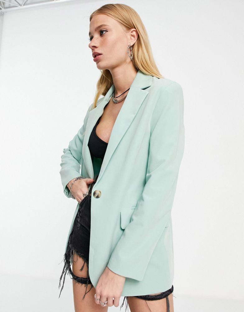 商品Bershka|Bershka core oversized blazer co-ord in sage,价格¥300,第1张图片