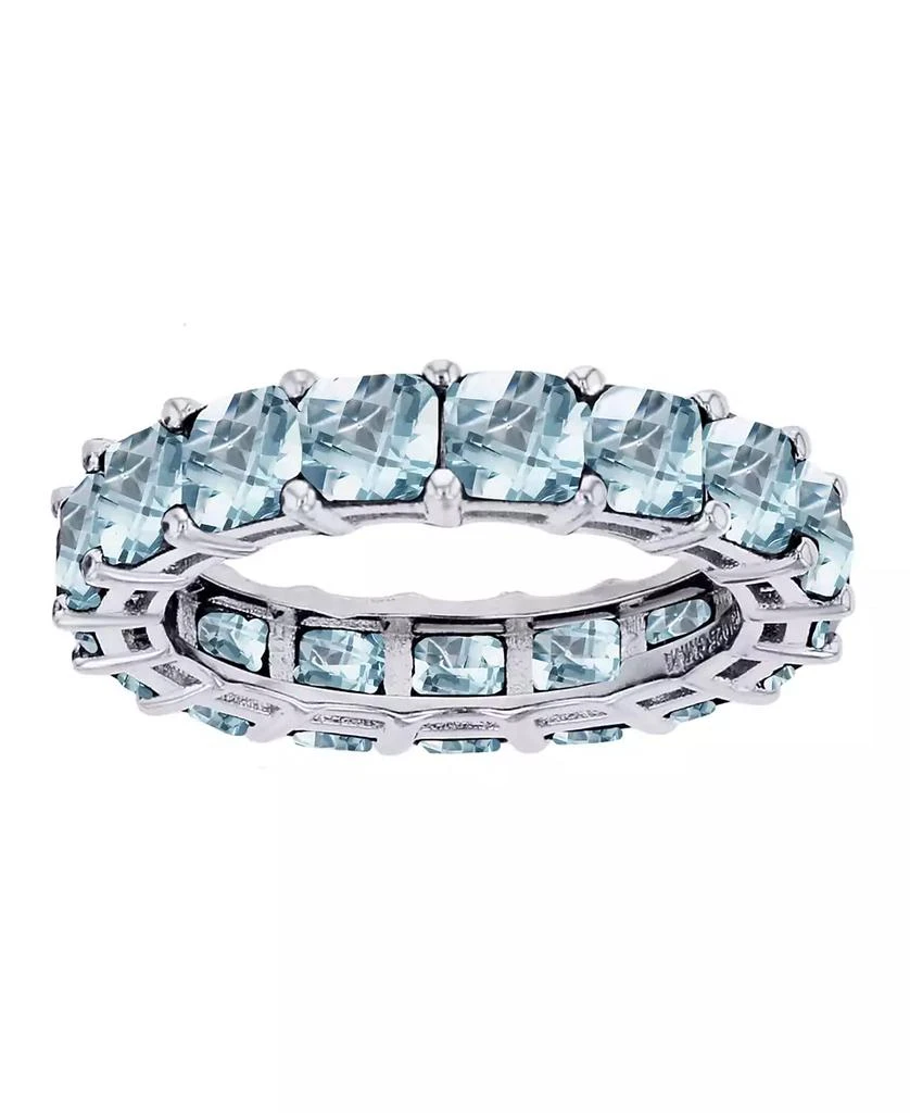 商品Macy's|Lab Grown Light Blue Spinel Princess Cut Eternity Band in Rhodium Plated Sterling Silver,价格¥152,第1张图片