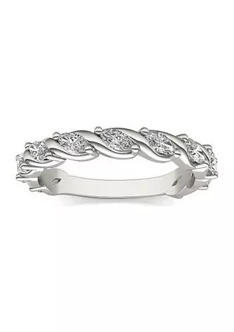商品Charles & Colvard|Colvard Charles Colvard 0.77 Ct. T.w. Lab Created Marquise Moissanite Swirled Band In 14K Gold,价格¥8365,第1张图片