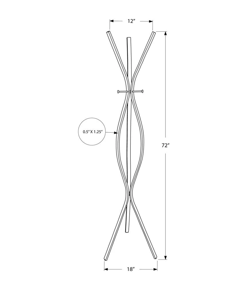 商品Homezia|12" X 18" X 72" Black  Metal  Coat Rack,价格¥1166,第4张图片详细描述