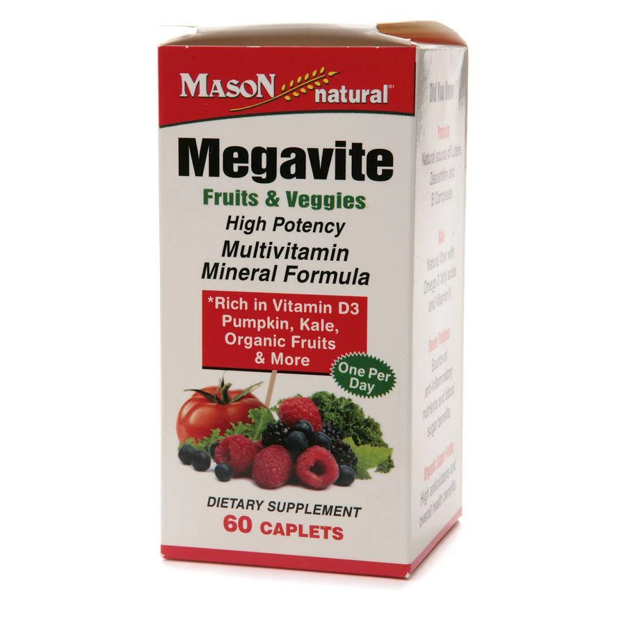 商品Mason Natural|Megavite Fruits & Veggies Multivitamin, Caplets,价格¥86,第1张图片
