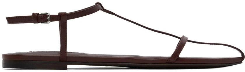 商品Jil Sander|Brown Agnellato Flat Sandals,价格¥1772,第1张图片