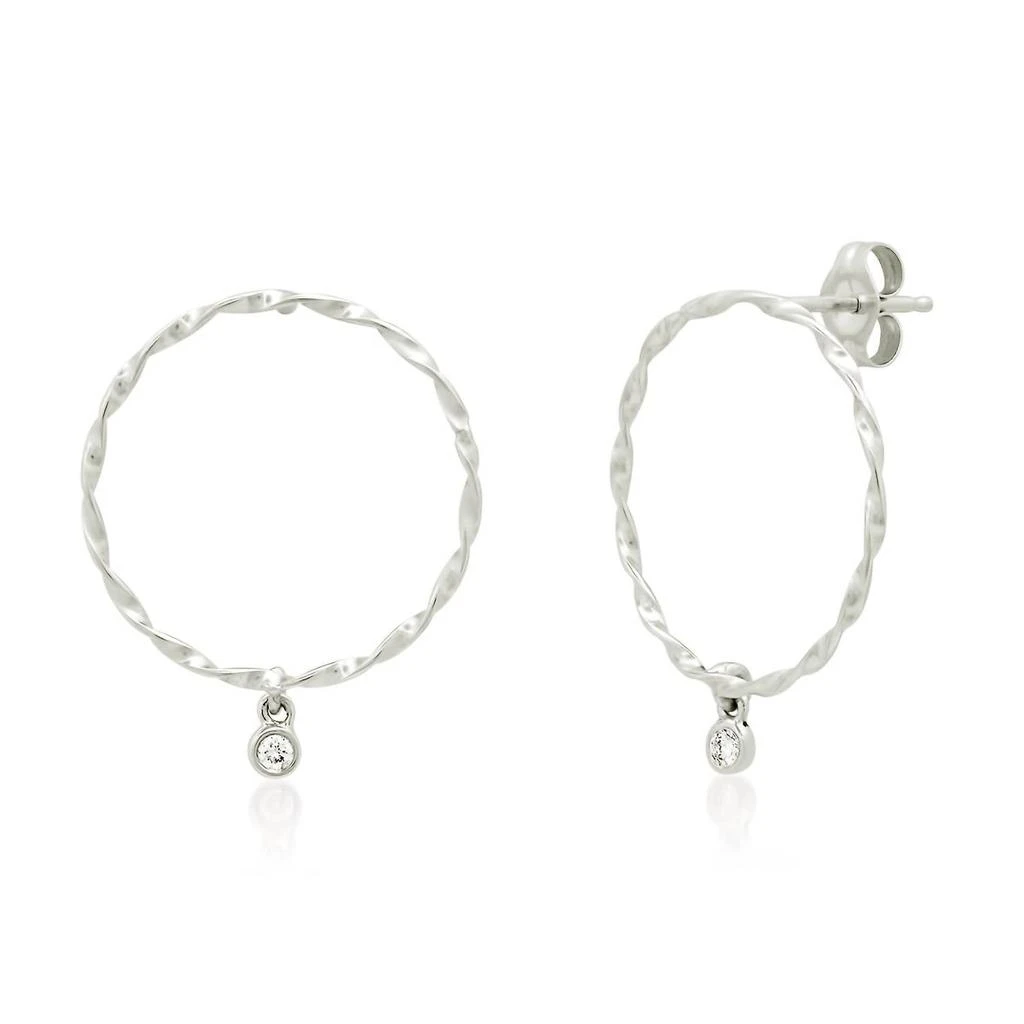 商品Elliot Young|Women's 14K Twisted Hoop Earring In White Gold/diamond,价格¥1794,第1张图片