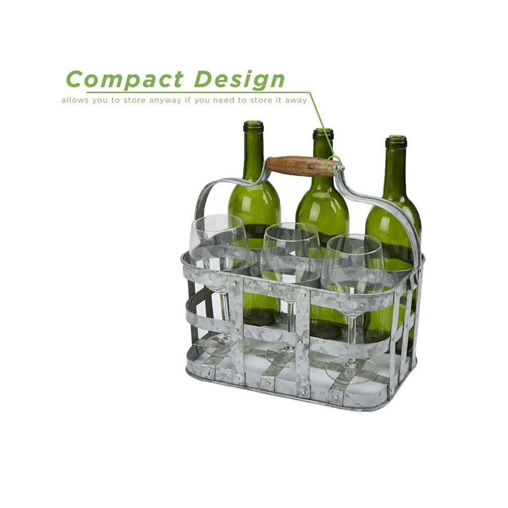 商品Mind Reader|Rustic Farmhouse Bottle Carrier, 6 Wine Bottle Caddy,价格¥374,第4张图片详细描述