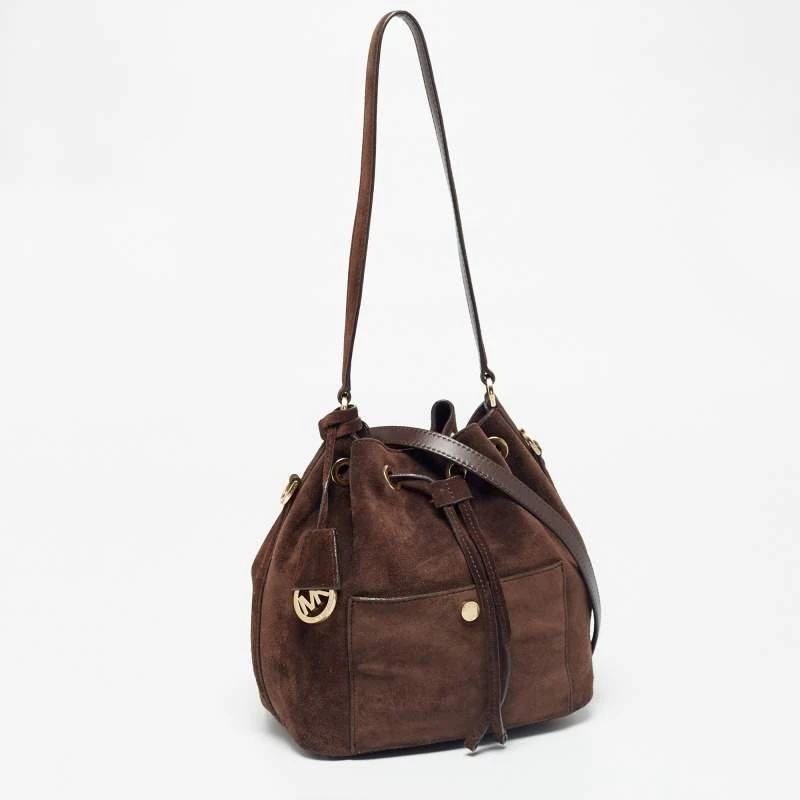 商品[二手商品] Michael Kors|Michael Kors Dark Brown Suede and Leather Greenwich Bucket Bag,价格¥803,第3张图片详细描述