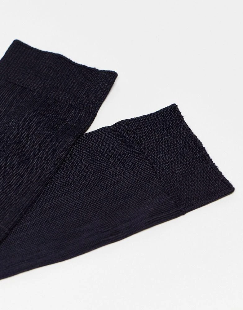 商品ASOS|ASOS DESIGN ankle socks in shiny rib in navy,价格¥30,第4张图片详细描述