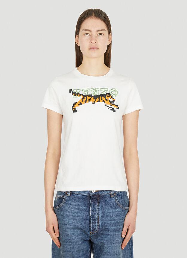 Tiger Pixel T-Shirt in White商品第1张图片规格展示