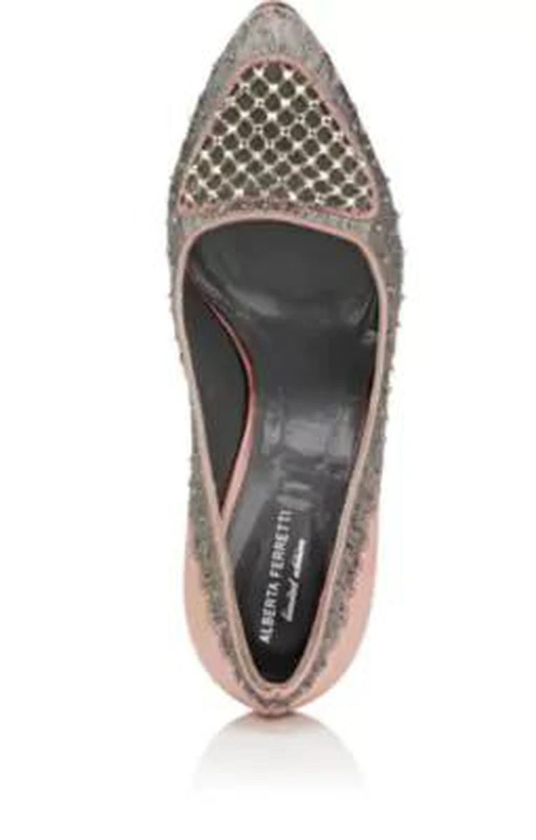 商品Alberta Ferretti|Mesh-Inset Satin Pumps,价格¥4532,第4张图片详细描述