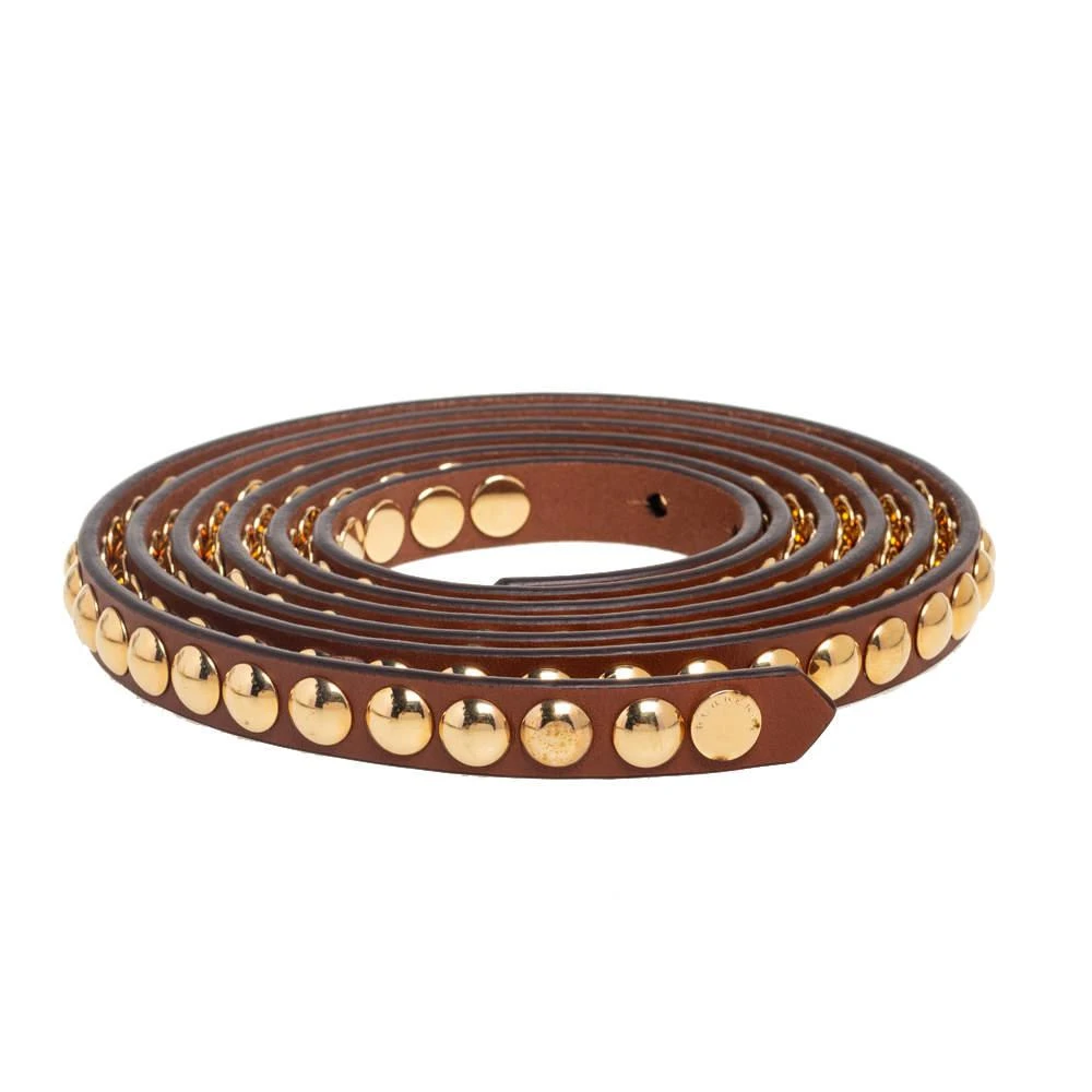 商品[二手商品] Burberry|Burberry Brown Leather Studded Double Wrap Slim Belt 95CM,价格¥1060,第2张图片详细描述
