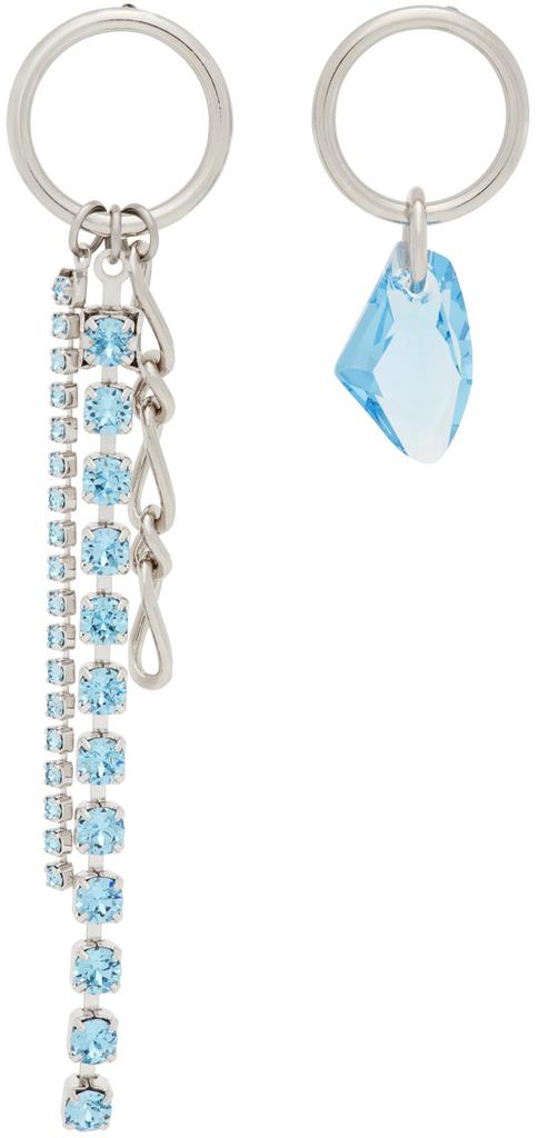 SSENSE Exclusive Silver & Blue Ewan Earrings商品第1张图片规格展示