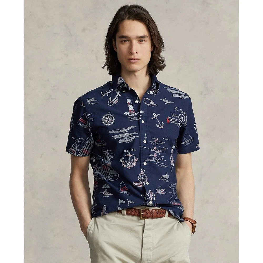 商品Ralph Lauren|Men's Classic-Fit Nautical-Print Oxford Shirt,价格¥618,第1张图片