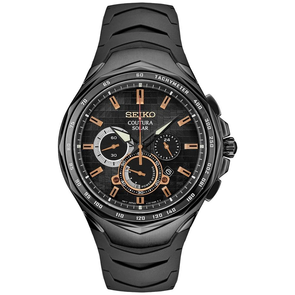 商品Seiko|Men's Chronograph Coutura Solar Black Rubber Watch 46mm,价格¥2821,第1张图片