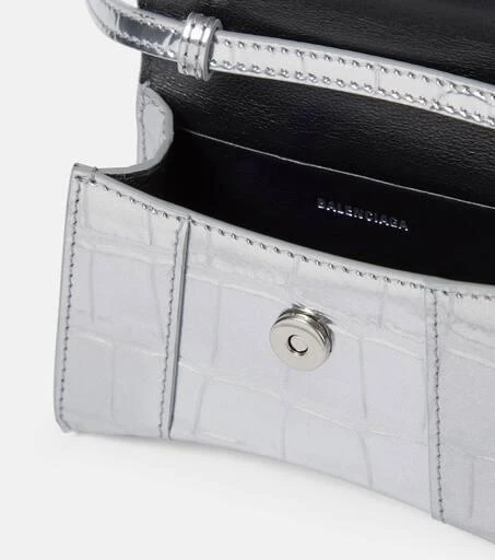 商品Balenciaga|Hourglass Mini croc-effect leather crossbody bag,价格¥6063,第3张图片详细描述