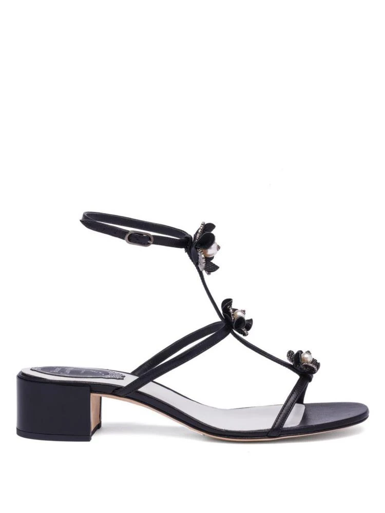 商品Rene Caovilla|Embellished Leather T-Strap Block Heel Sandals,价格¥3043,第5张图片详细描述