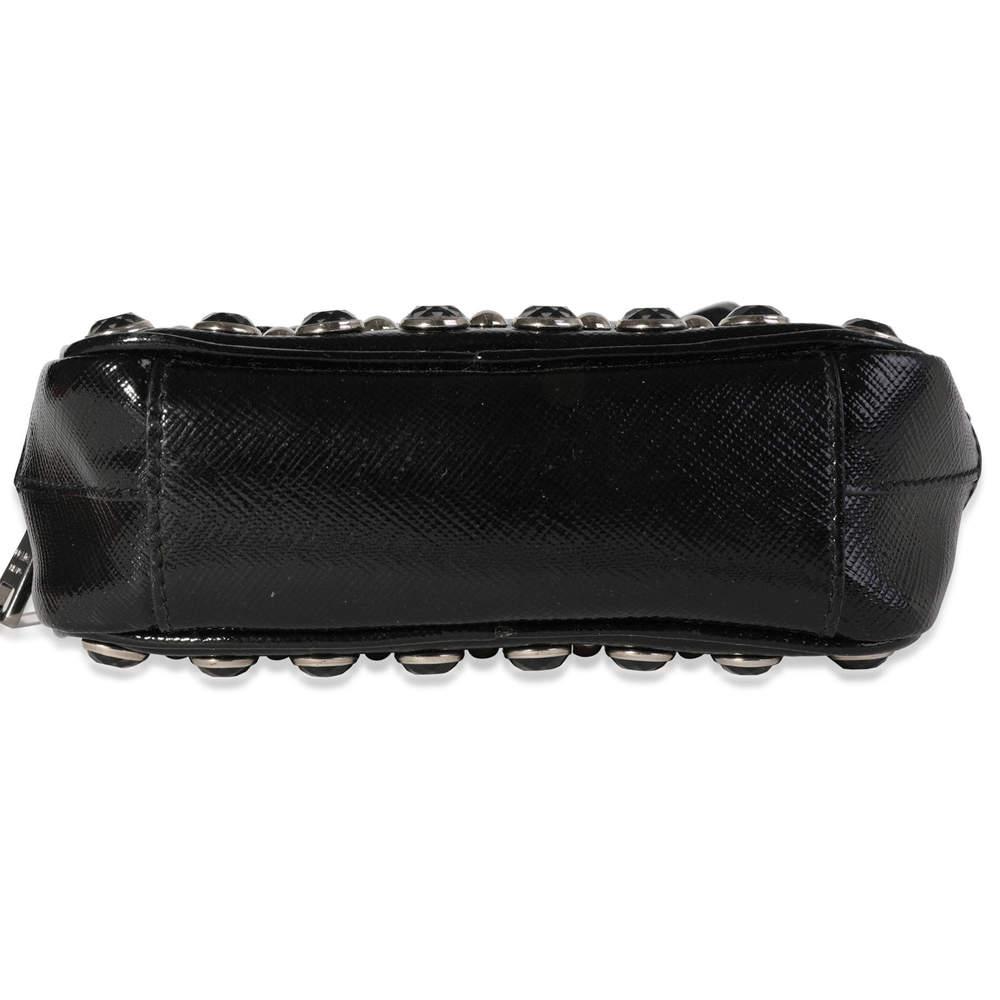 Prada Black Crystal-Embellished Patent Saffiano Leather Mini Camera Bag商品第4张图片规格展示