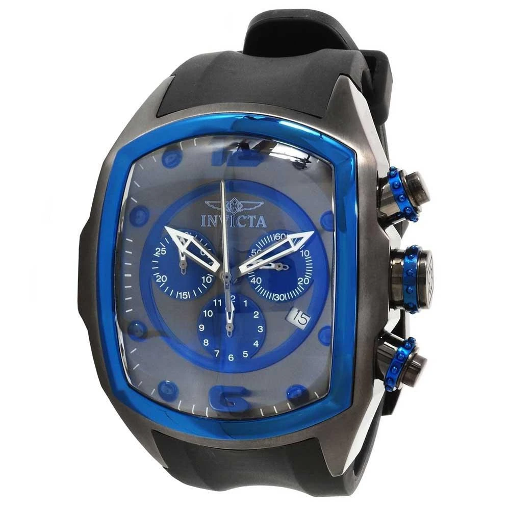 商品Invicta|Invicta 10066 Men's Lupah Revolution Black & Blue Dial Rubber Strap Chronograph Watch,价格¥936,第1张图片