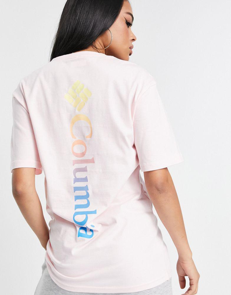 商品Columbia|Columbia Unionville back print t-shirt in light pink Exclusive at ASOS,价格¥221,第1张图片