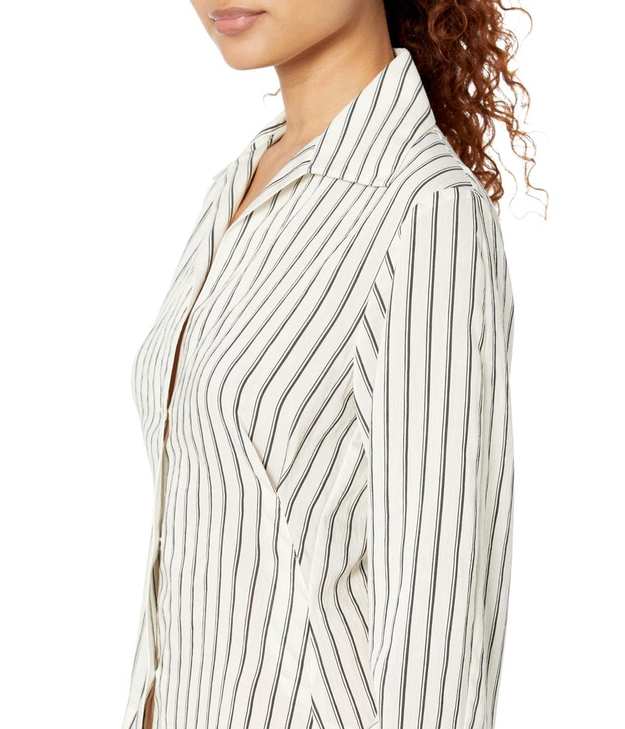 Double Stripe Shaped Long Sleeve Blouse商品第3张图片规格展示