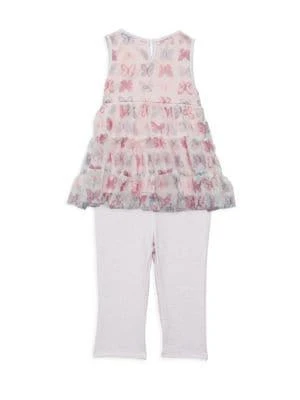 商品Calvin Klein|Baby Girl's 2-Piece Butterfly Print Tunic & Leggings Set,价格¥110,第2张图片详细描述
