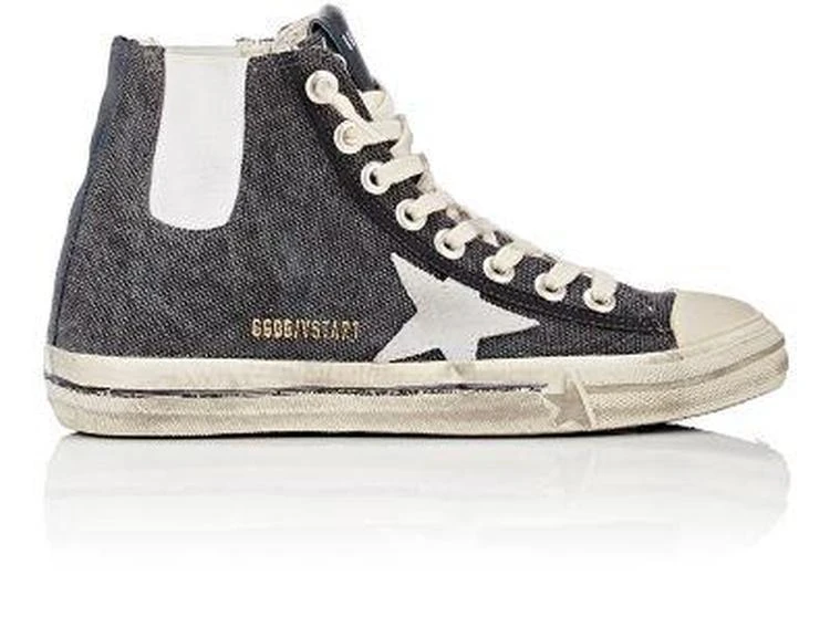 商品Golden Goose|V-Star 1 Canvas High-Top Sneakers 小脏鞋,价格¥1778,第1张图片