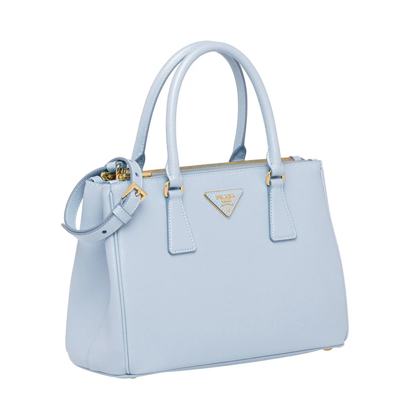 商品Prada|【预售3-7天】PRADA/普拉达 21年秋冬Galleria系列 女士浅蓝色Saffiano皮革附可拆卸调节皮革肩带拉链外袋手提斜跨单肩包1BA863_NZV_F0076_V_OOO,价格¥22954,第5张图片详细描述